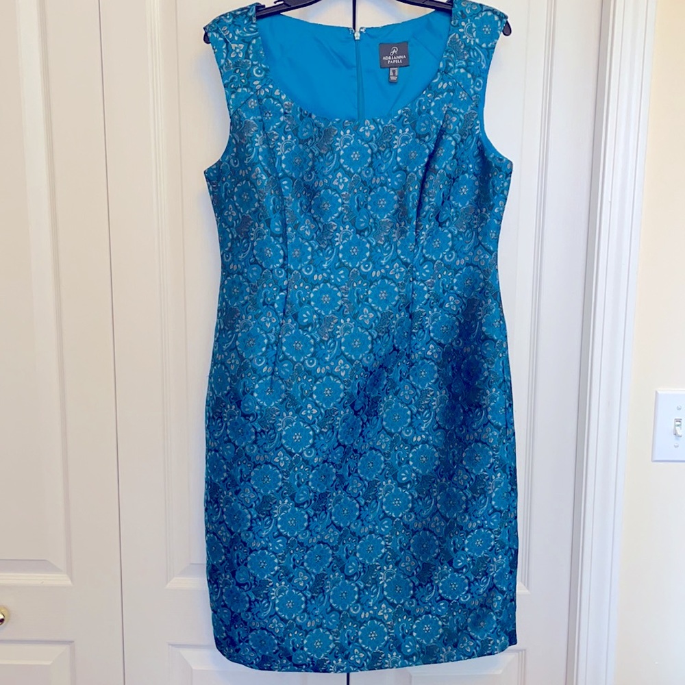 Turquoise Blue Adriana Papell Midi Dress 10